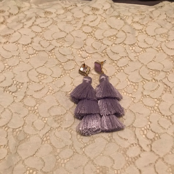 Lavender tassel earrings. Worn once! - Picture 3 of 3